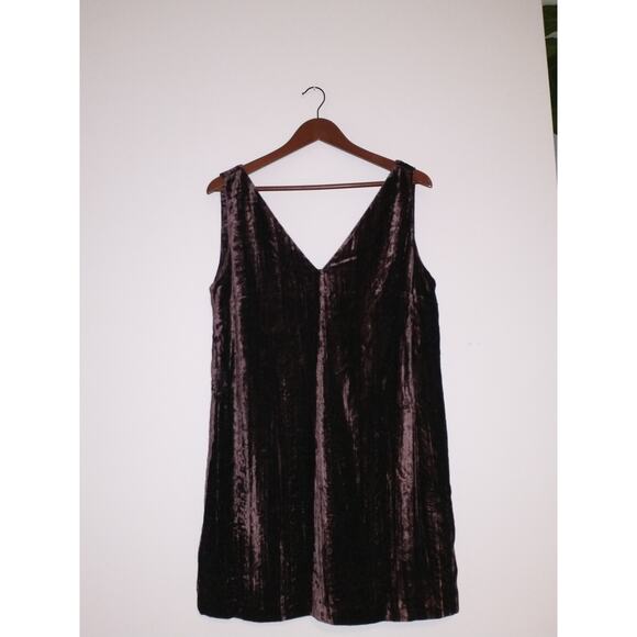 French Connection Women’s Purple Velvet Cocktail Dress Size 10 Double V-Neck - Picture 8 of 16
